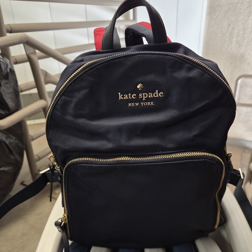Kate Spade Blue Backpack with Gold Zippers